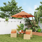 Outsunny Offset Patio Umbrella with 360° Rotation - 8.5' - Orange-A vented canopy helps it stay stable against the wind