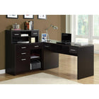 Monarch Specialties 7018 Computer Desk - Espresso Left Or Right Facing Corner-Reversible configuration allows for a left or right set-up for the storage unit with the hutch to create a functional workspace in fashionable style.