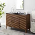 Modway Render 48" Single Sink Bathroom Vanity - Walnut/Black-Tapered Wood Legs