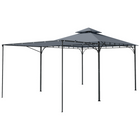 Outsunny 10.5 ft W x 10.5 ft L Patio Gazebo Extendable Shade - Dark Grey-Features a unique extendable eave that expands your shaded space for parties
