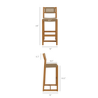 Modway Reed 3-Piece Outdoor Teak Wood Bar Set - Natural-Set Of 2 44 Inch Bar Stools