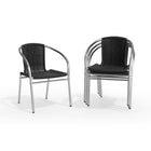 Flash Furniture Rattan Indoor-Outdoor Restaurant Stack Chair, Black, 4 Pack (4-TLH-020-BK-GG)-Cross Braces provide extra stability