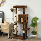 PawHut 52" Cat Tree with Scratching Posts - Leopard Print-Scratching posts prevent damage to home furnishings
