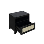Manhattan Comfort Sheridan 21.63" Mid-Century Modern Nightstand 2-Piece Set - Black-Solid Wood Horizontal Handle with Painted Finish