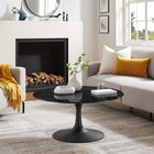 Modway Lippa 36" Round Faux Marble Coffee Table - Black-Chip-Resistant Metal Pedestal Base