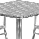 Flash Furniture 27.5" Square Aluminum Indoor-Outdoor Table Set with 4 Slat Back Chairs-Aluminum Column and Base