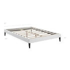 Modway Sharon Vinyl Queen Bed Frame with Squared Tapered Legs - White-Ten Wood Support Slats