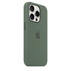 Apple Silicone Case with MagSafe for iPhone 15 Pro - Cypress-The silky, soft-touch finish of the silicone exterior feels great in your hand