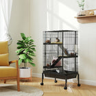 PawHut 47" H Large 4-Tier Guinea Pig Cage with Wheels - Black-0.4" (1 cm) bar spacing ensures safety for different small animal species 
