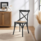 Modway Gear Dining Side Chair - Black-Natural Rattan Seat