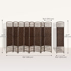 HOMCOM 8 Panel Wave Fiber Freestanding Room Divider for Home Office - Brown-Folding design with eight panels and nine metal hinges allows you to create a new look and save space when not in use
