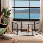 PawHut 6-Panel Heavy Duty Dog Playpen with Door for Small Dogs - 23.5" H-Made of steel tube and steel wires for stability