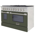 Kucht 48" KDF Series Pro Style Natural Gas Dual Fuel Range - Stainless Steel/Olive Green-Liquid Propane convertible