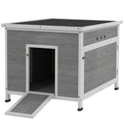 PawHut 30" W Wooden Duck Coop with Openable Roof - Grey-Openable top and removable floor simplify cleaning 