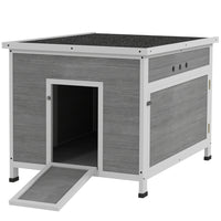 PawHut 30" W Wooden Duck Coop with Openable Roof - Grey-Openable top and removable floor simplify cleaning 