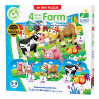 University Games The Learning Journey My First Puzzle: 4-in-a-box: Farm - Farm Animal Recognition Puzzle For Kids - Interactive Farm Puzzle For Toddlers-Builds tactile, motor, thinking, and learning skills