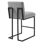 Modway Indulge Channel Tufted Fabric Counter Stool - Light Gray-Dense Foam Padding