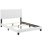 Modway Amira Upholstered Fabric King Bed - White-Platform Bed Frame With Headboard