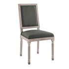 Modway Court French Vintage Upholstered Fabric Dining Side Chair - Natural/Grey-Vintage French Dining Side Chair