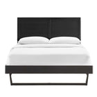 Modway Marlee Wood Full Platform Bed with Angular Frame - Black-Full Headboard With Window Pane Detail