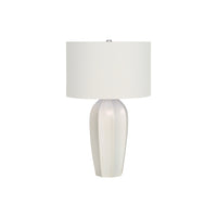 Monarch Specialties 27" H Table Lamp - Cream Ceramic / Ivory / Cream Shade-This art-deco inspired 27"h table lamp with a cream ceramic tapered vase base, topped with an ivory linen drum shade and finished with a silver finial on top, brings fashionable, modern style to any living room, bedroom, or office space