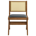 Modway Thera Vegan Leather and Cane Dining Side Chairs - Walnut/Black - 2 Pack-9