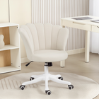 HOMCOM Velvet-Feel Armless Swivel Office Chair with Adjustable Height - Cream-Velvet upholstery and high-density foam ensure lasting comfort