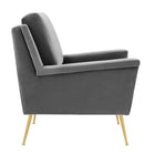 Modway Chesapeake Performance Velvet Armchair - Gold Grey-Dense Foam Padding