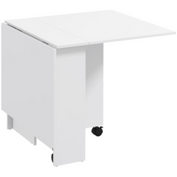 HOMCOM 55" Drop Leaf Folding Dining Table with Storage Shelves for 4-6 - White-The modern style is perfect for the bedroom, living room and dining room