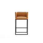 Manhattan Comfort Embassy 20.5" Mid-Century Modern Faux Leather Upholstered Counter Stool - Clay-Simplistic Tight Back Chair Design
