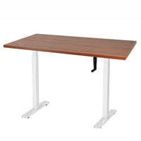 Ezywork Manual Extended Width Electric Height Adjustable Standing Desk - 48" x 30" - White Frame / Dark Walnut Table Top-Hand Crank Height Adjustable Desk Frame