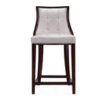 Manhattan Comfort Fifth Avenue 19" Traditional Faux Leather Upholstered Counter Stool - Pearl White and Walnut - 3 Pack-Includes Footrest Base