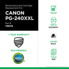 CIG Canon PG-240XXL Remanufactured Inkjet Cartridge - Extra High Yield - Black-Environmentally Friendly: Remanufactured from an original Canon recycled cartridge