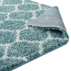 Modway Solvea Moroccan Trellis Shag Area Rug - 8 ft W x 10 ft L - Aqua Blue/Ivory-High Density / Machine-Woven