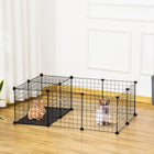 PawHut 14" H 16-Panel Pet Playpen with Door-Comes with 13 steel panels, 2 polyresin panels and 1 panel with a door 