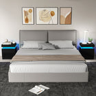 HOMCOM Nightstand for Bedroom - Black - Set of 2-Adjust your USB-powered LED light via the in-line switch or Bluetooth APP for convenience