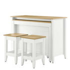 Modway Farmstead 3-Piece Kitchen Island and Stool Set - Oak White-9