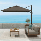 Outsunny 8' L x 8' W Square Patio Hanging Offset Umbrella with 360° Rotation - Tan-Top vent offers good airflow and prevents tipping over   