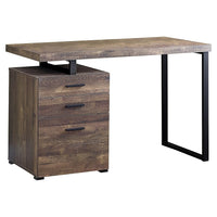 Monarch Specialties 7408 48" Computer Desk - Brown Reclaimed Wood/Black Metal-A modern 48"L computer desk in a fashionable style, with a reversible configuration for left or right setup, perfect to create a functional workspace in your home office.
