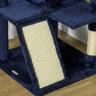 PawHut 54" Cat Tree Tower with Scratching Posts and Condos - Dark Blue-Toy ball for playful stimulation 