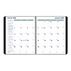 Blueline 2025-2026 Essential 16-Month Monthly Planner - 9-1/4" x 7-1/4" - Black - Bilingual-One month per spread, one block per day