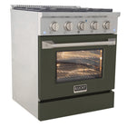 Kucht 30" KDF Series Pro Style Propane Gas Dual Fuel Range - Stainless Steel/Olive Green-Heavy-duty cast-iron grates allow cookware to slide smoothly between burners without lifting