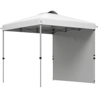 Outsunny 8 ft W x 8 ft L Pop Up Canopy Tent with Sidewall and Carry Bag - White-Easy to put up with little to no effort