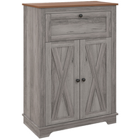 HOMCOM 23.6"W Farmhouse Sideboard Buffet Cabinet with Barn Doors & Drawer - Grey Wash-Large tabletop, drawer, and a 2-tier cabinet for plenty of storage