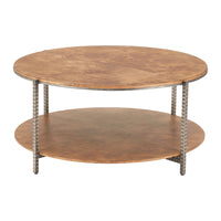 Zuo Adna Coffee Table - Brown-Burl Veneer MDF round shape tabletop