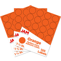 JAM Paper Round Circle Label Sticker Seals, 1 2/3 inch diameter, Orange, 3 Sets of 120 (147627053g)-Size: 1.66"