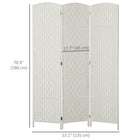 HOMCOM 3 Panels Hand-Woven Freestanding Room Divider for Home Office - White-Connected with dual directional hinges so this room divider can be adjusted to any angle
