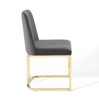Modway Amplify Sled Base Performance Velvet Dining Chairs - Gold/Grey - 2 Pack-Chair Weight Capacity: 331 lbs.