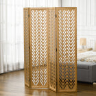 HOMCOM 4 Panel Wood Freestanding Room Divider for Home Office - Light Brown-Solid paulownia wood with a distressed rustic finish for solidness and a rustic feeling 
