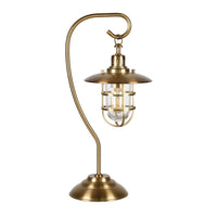Hudson&Canal Bay 22" Tall Nautical Table Lamp with Glass/Metal Shade - Antique Brass/Clear-Cottage design for your living room, workspace, or bed side table